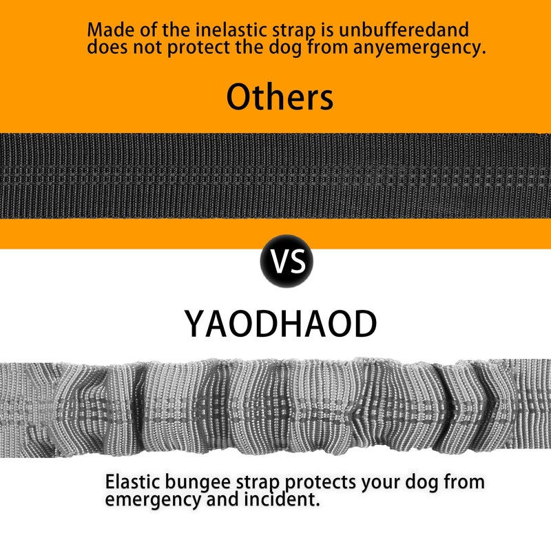 YAOHDAO Dog Seat Belt Harness for Car, Restraint Adjustable with Elastic Bungee Buffer Headrest for Vehicle, 360° Swivel Carabiner Nylon Pet Safety Seat Belts Heavy Duty Car Harness for Dogs (Grey) Grey - PawsPlanet Australia