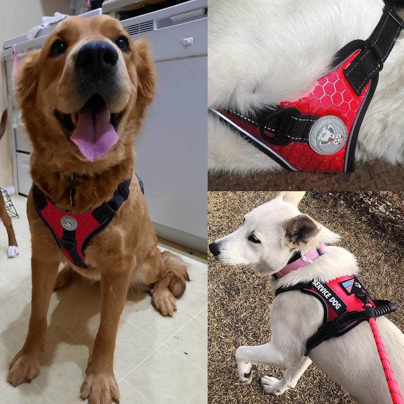 Cymiler Service Dog Vest,No-Pull Dog Harness and Leash Set,Adjustable Oxford Reflective Service Dog Vest Harness with Handle for Outdoor Walking Training,Easy Control for Small Medium Large Dogs Small (Pack of 1) Red - PawsPlanet Australia