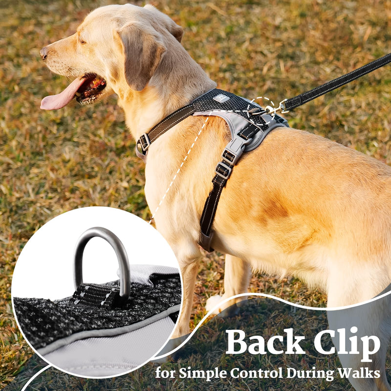 Huntboo Anti Pull Dog Harness Medium, No-Pull Reflective Hanresses for Pet with Front Clip, Adjustable, Breathable for Small, Medium & Large Dogs Walking, Training, Running (Static Black, M) Medium (Pack of 1) Static Black - PawsPlanet Australia