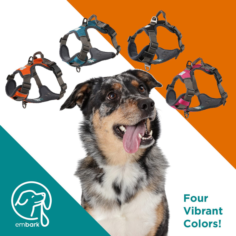 Embark Adventure Dog Harness, Easy On and Off with Front and Back Leash Attachments & Control Handle - No Pull Training, Size Adjustable and Non Choke Large Teal Blue - PawsPlanet Australia