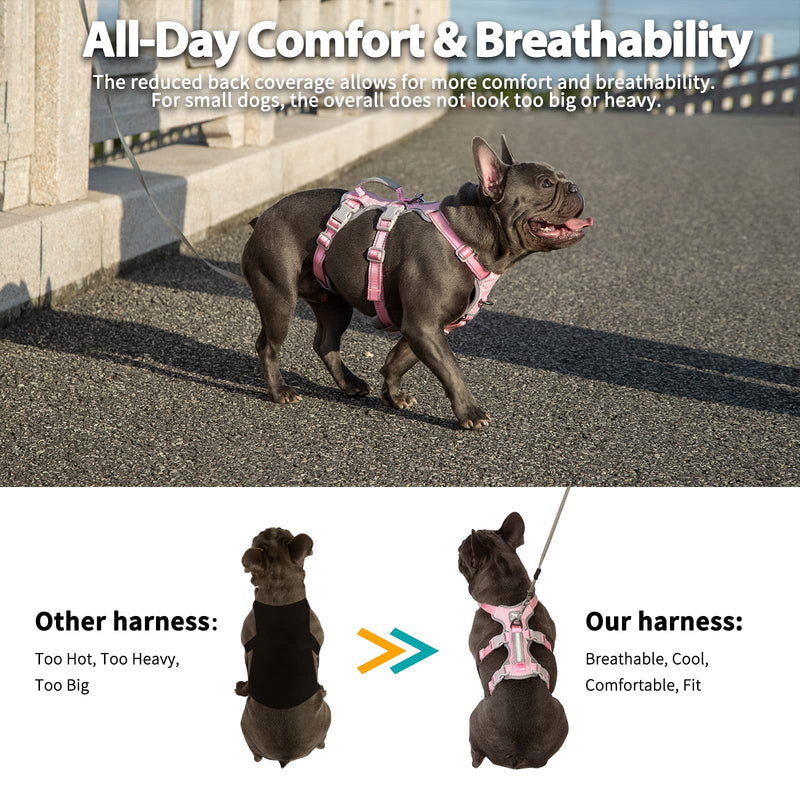 Huntboo Escape Proof Dog Harness, No Pull Reflective Harness with Lift Handle, Adjustable Pet Vest with Front and Back Leash Clips for Small Medium Large Dogs Walking Hiking Training (Pink,L) Pink Large(Pack of 1) - PawsPlanet Australia
