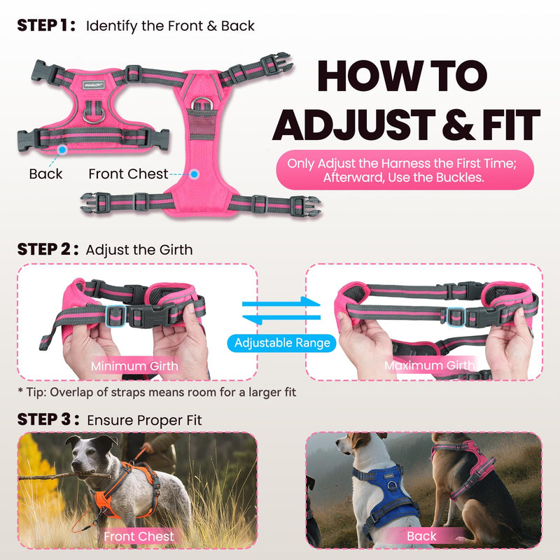 VIVAGLORY Dog Harness Easewalk No Pull Dog Harness with Handle & Front Back Clip for Training Lifting, Easy On Adjustable Padded No Pull for Pet & Puppy, XS, Orange XS: 10-20in (Ribcage Girth) - PawsPlanet Australia