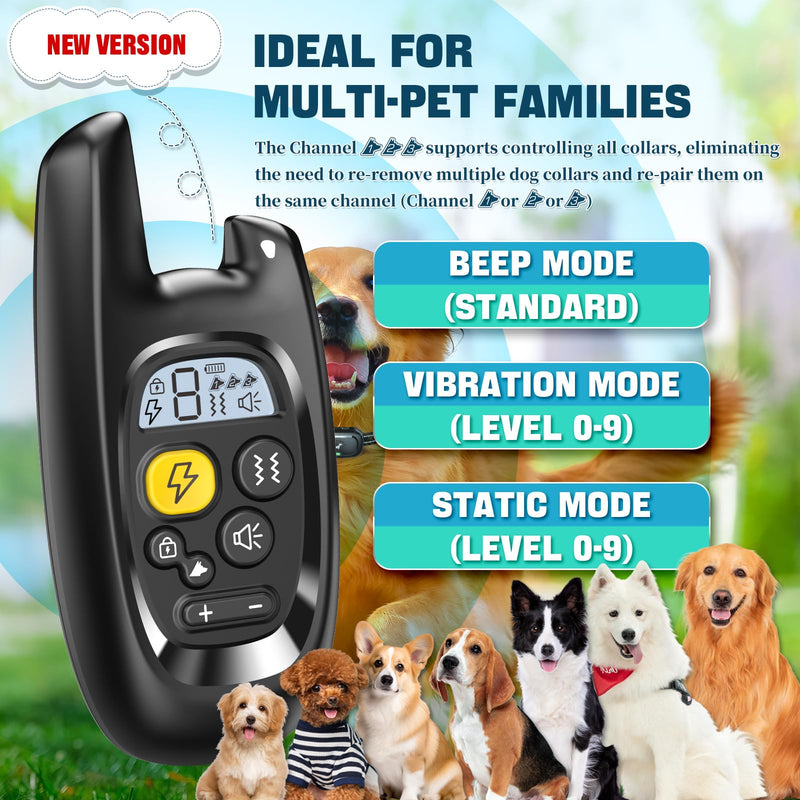 Dog Shock Collar with Remote Control- Training Collar for Small Medium Large Dogs, Electric Collar for Dogs Training Rechargeable, E Collar with Beep, Vibration & Shock-Lock Keypad Black 1-PACK