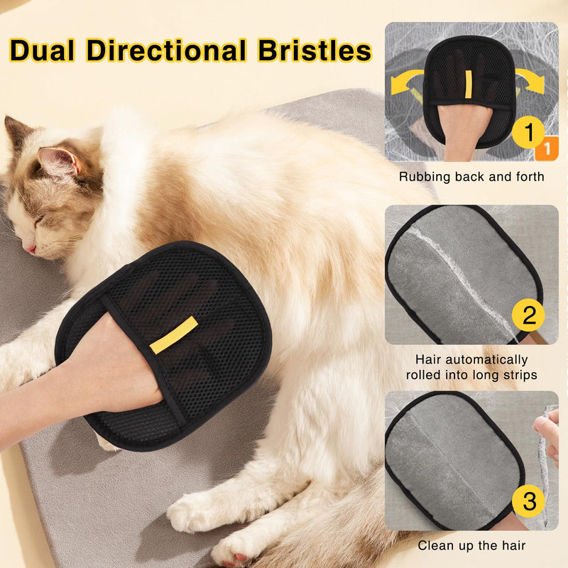 2 Pcs Pet Hair Removal Gloves, Reusable Electro Static Pet Hair Cleaning Gloves with 5 Pcs Pet Comb, Suitable for Couch, Furniture, Carpet, Car Seat - PawsPlanet Australia