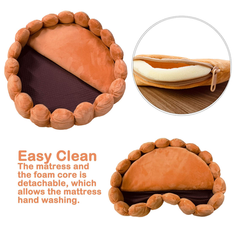 Fashion Pet Cushion Bed Detachable Updated Version Winter Plush Nest Kennel Lovely Tart Warm Comfortable Extended Dog Mat Pad Cat Mat (Tart-Large) tart large - PawsPlanet Australia