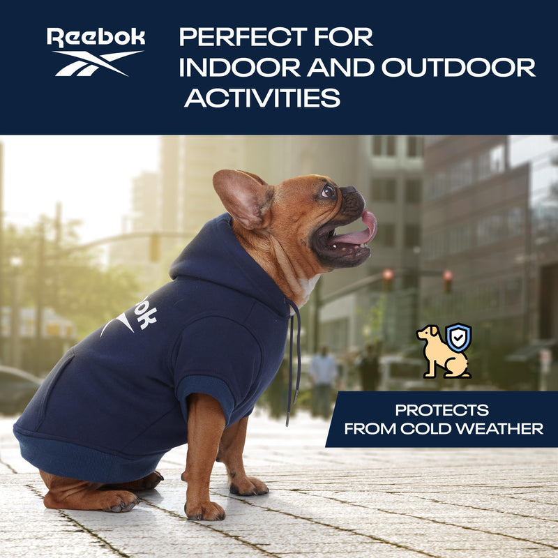 Reebok Dog Hoodie – Fleece Dog Sweater with Leash Hole, Cold Winter Dog Sweatshirt for Small Medium and Large Dogs, Premium Dog Fall Sweater Pullover Hoodie, Cozy Warm Perfect Dog Christmas Outfit Blue X-Large - PawsPlanet Australia