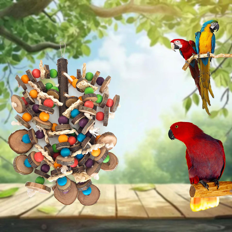 Bird Toys, Medium-Large Birds for Amazon Parrots, Cockatiels, Macaws, African Grey(Branch) Colorful2 - PawsPlanet Australia