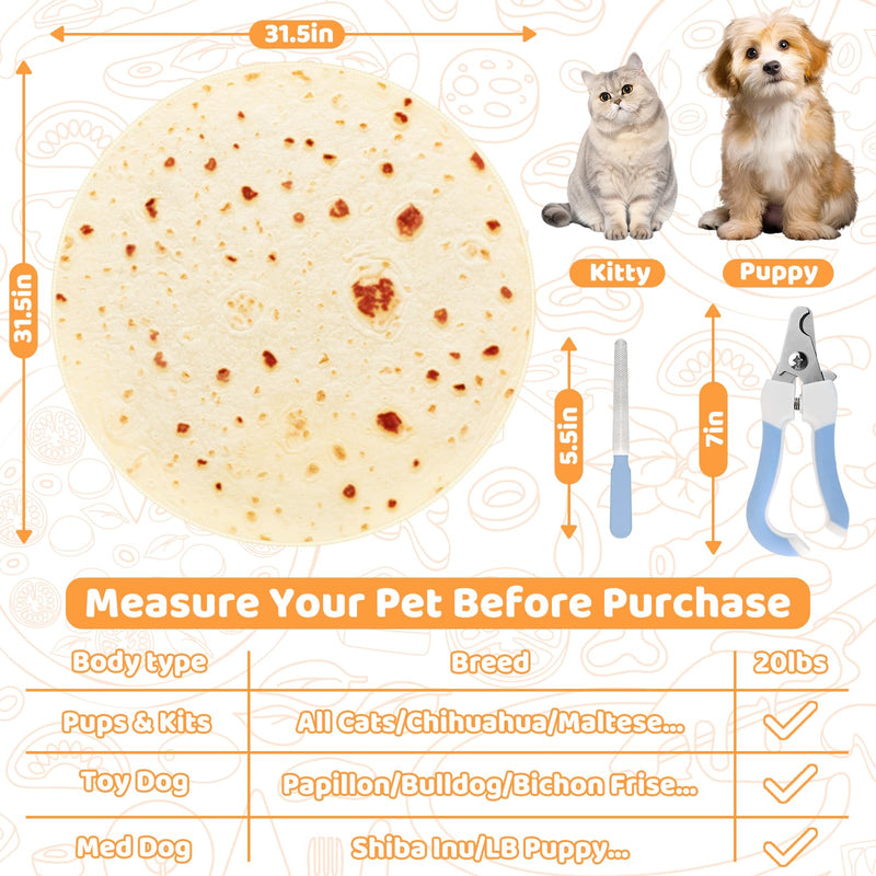 31.5" Large Cat Grooming Wrap for Cutting Nails, Self-Stick Dog Cat Burrito Wrap with Nail Clippers Kit, Soft Tortilla Blanket Pet Tool Gifts for Multifunctional Care Medicine Anti-Escape