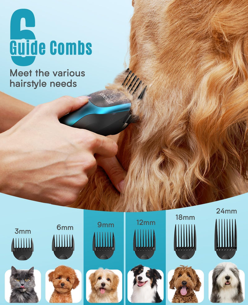 oneisall Dog Clippers for Grooming for Thick Coats with Detachable Stainless Steel Blade Cordless Rechargeable Dog Grooming Kit for Full Body DTJ001 - PawsPlanet Australia