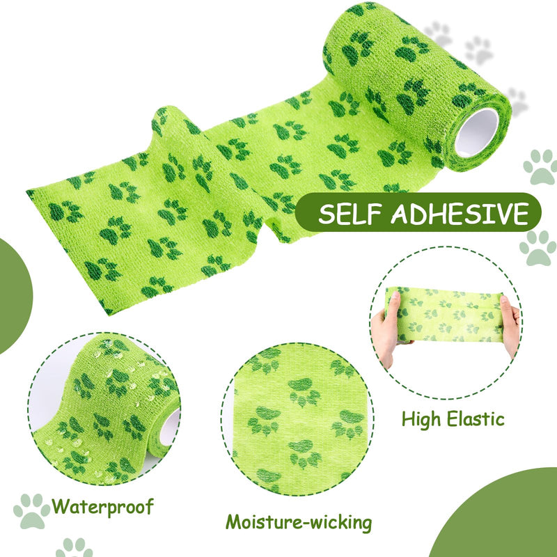 Geiserailie 3 Pack No Chew Bandage for Dogs Bitter Self Adhesive Bandage for Pets to Prevent Chewing, Vet Bandages for Dogs Wound Wrap(4inch x 15yd) (Green) Green