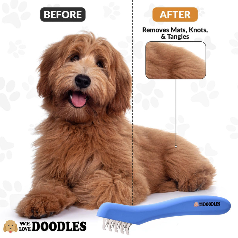 We Love Doodles Dematting Comb for Dogs - Dog Hair Mat Remover, Detangler Comb & Deshedding Tool, Removes Tangles, Knots, & Loose Hair, Metal Comb, Ergonomic Handle (9 Blade) 9 Blades