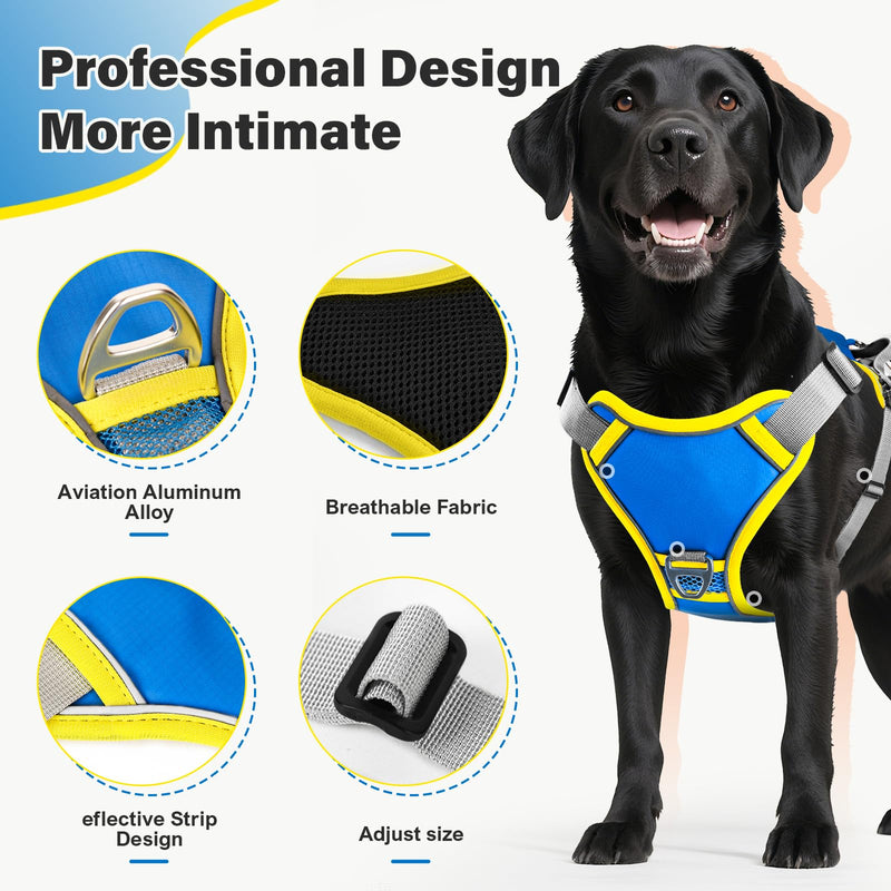 No Pull Dog Harness, 2 in 1 Retractable Harness with Auto-Lock, Reflective Breathable Mesh and Handle, Adjustable Leash Set for Small, Medium,Large Dogs,Cats (Color 2, L) COLOR 2 - PawsPlanet Australia