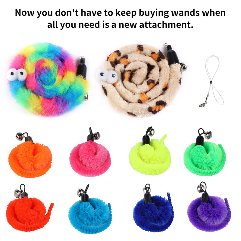 11 Pcs Cat Wand Worm Toy Refills,8 Pcs Worm Refills, 2 Pcs Long Snake Refills and 1 Piece of Cat Wand Replacement Rope(excluding Wand),for Bored Indoor Adult Cats Kitten - PawsPlanet Australia