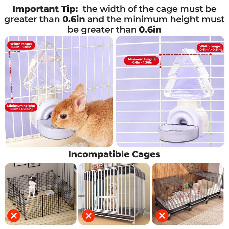 mini&moe Rabbit Water Dispenser - 17.6oz Guinea Pig Water Bottle No Drip for Cage Automatic Gravity Silent Hanging Bunny Water Dispenser with Floating Bowl for Hamster, Gerbils, Ferret, Chinchilla White - PawsPlanet Australia