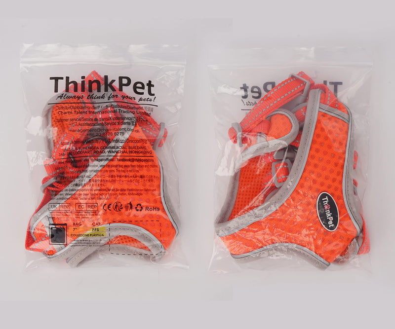 ThinkPet Reflective Breathable Soft Air Mesh No Pull Puppy Choke Free Over Head Vest Ventilation Harness for Puppy Small Medium Dogs and Cats(XS,Light Pink) X-Small (Pack of 1) Neon Pink - PawsPlanet Australia