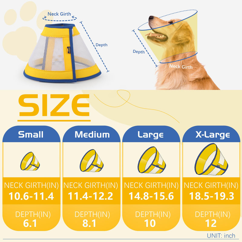 Soft Dog Cone/for Dogs After Surgery Large Medium Dogs Breathable Adjustable Comefortable Dog Cone Surgical Recovery Prevents Licking Biting Scratching, Dog Protector,XL X-Large - PawsPlanet Australia