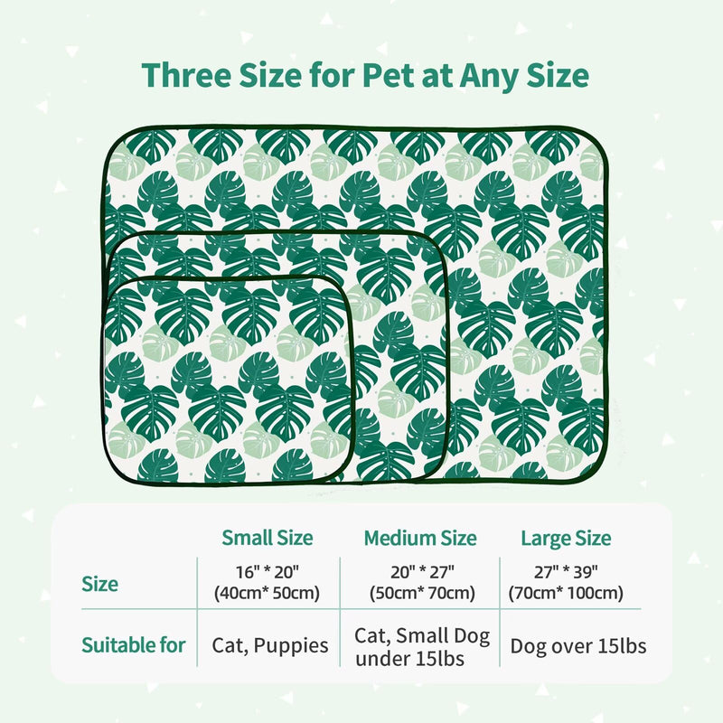 NWK Pack of 4 Pet Cooling Mat -Q-Max>0.345 Ice Silk Cooling Mat for Dogs & Cats Portable & Washable Pet Cooling Blanket, Car Seats, Beds for Summer (4pcs, Green Leaf, 27'' X 20'' X 0.3'') Medium (27'' x 20'' x 0.3'') - PawsPlanet Australia