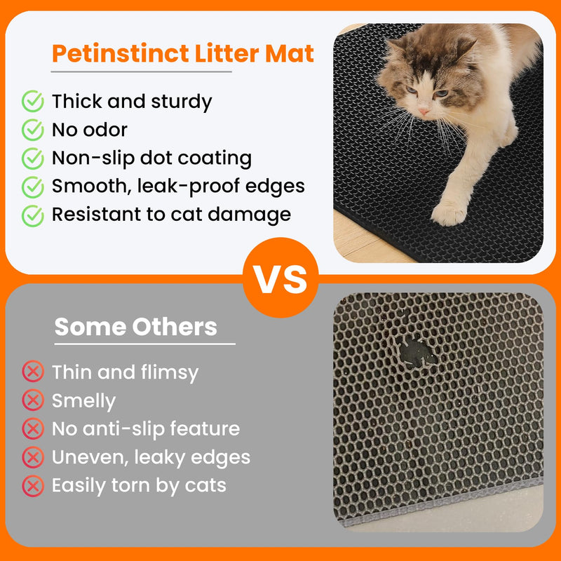 Cat Litter Mat, 24x18 Inches Large Double Layer Honeycomb Cat Litter Trapping Mat, Non Slip Waterproof Urine Proof Cat Litter Box Mat for Floor, Kitty Litter Rug, Cat Supplies, Black - PawsPlanet Australia