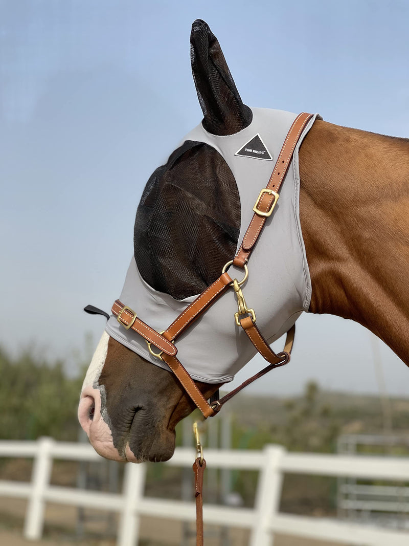 TGW RIDING Horse Fly Mask Super Comfort Horse Fly Mask Elasticity Fly Mask with Ears We Only Make Products That Horses Like (Gray, L) Gray - PawsPlanet Australia