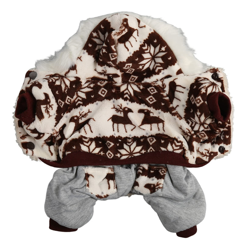 Christmas Dog Hooded Coat Thick Snowflake Elk Dog Winter Jacket for Small Medium Dogs (M)