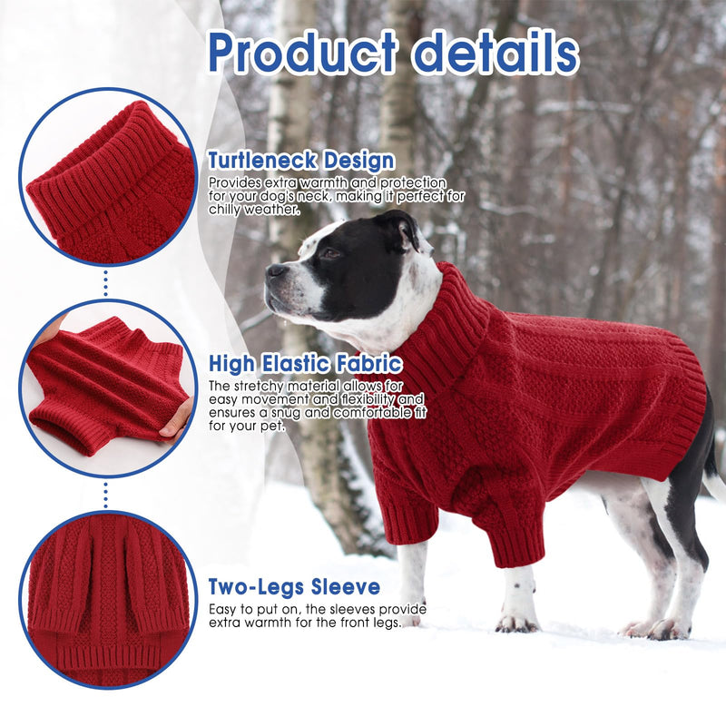 Queenmore Small Dog Sweaters for Small Dogs Girls Boys,Xmas Sweater Small Dog,Turtleneck Knitted Sweater for Dog Cat,Cold Weather Pullover for Doggie Male Female,Soft Dog Sweater Pet Apparel(Red,S) Red