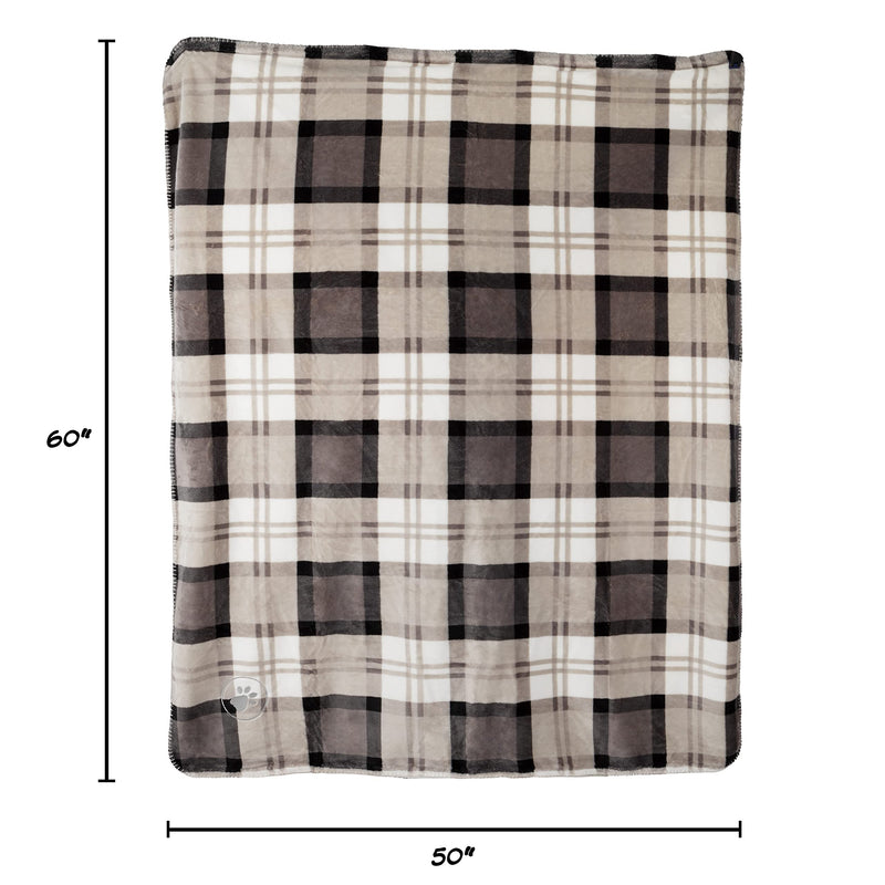 PETMAKER Pet Blanket - Reversible Waterproof Plaid Throw Protects Couch, Car, and Bed from Spills, Stains, or Fur - Dog and Cat Blankets (Gray) Large Gray Plaid - PawsPlanet Australia