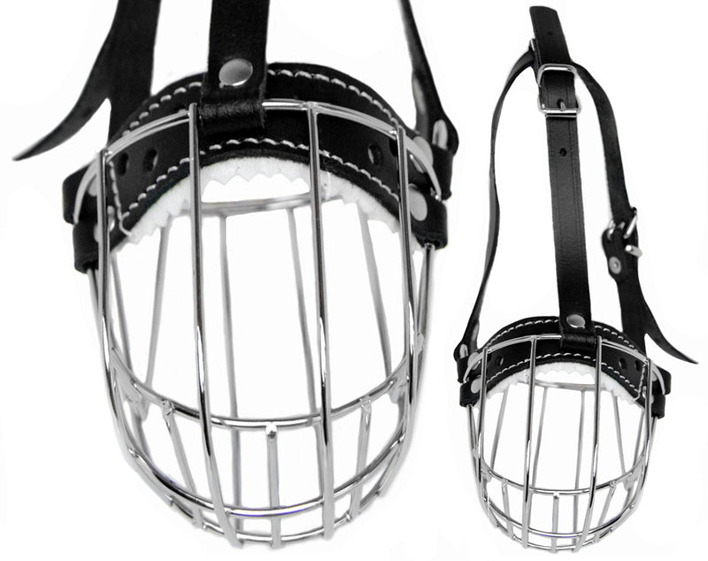 PetriStor Dog Chrome Metal Muzzles Wire Basket Adjustable Leather Straps №4
