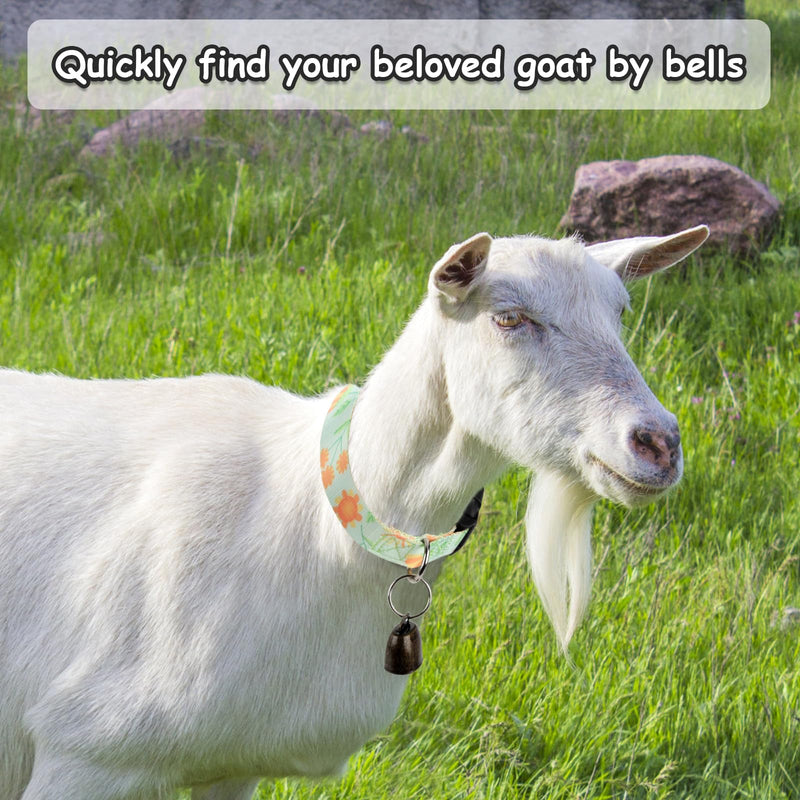 5 Pack Goat Collars with Bells, Horse Sheep Grazing Copper Bells and Adjustable Nylon Collar Set Pet Anti-Lost Loud Bronze Bell for Small Farm Animal Sheep Goat Cow Accessories(Floral) - PawsPlanet Australia