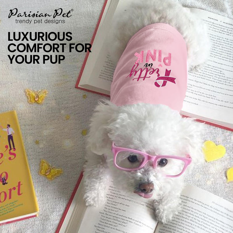 Parisian Pet Dog Shirt – 100% Cotton Shirts for Large Dogs – Trendy Pretty in Pink Sleeveless Puppy Clothes – Soft Breathable Girl Dog Clothes - Stretchy Pet Apparel - Summer Tshirts for Dogs 3XL - PawsPlanet Australia
