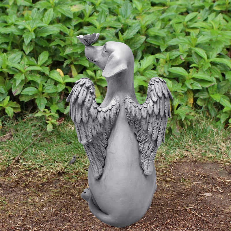 Dog Angel Figurine Memorial Pet Puppy Dog Butterfly Stone Statue with Wings Garden Grave Monument Marker Decor Polyresin Dog Angel Figures Statue Tombstone Sculpture Ornament Loss of Dog Sympathy Gift Grey, Angel Dog - PawsPlanet Australia