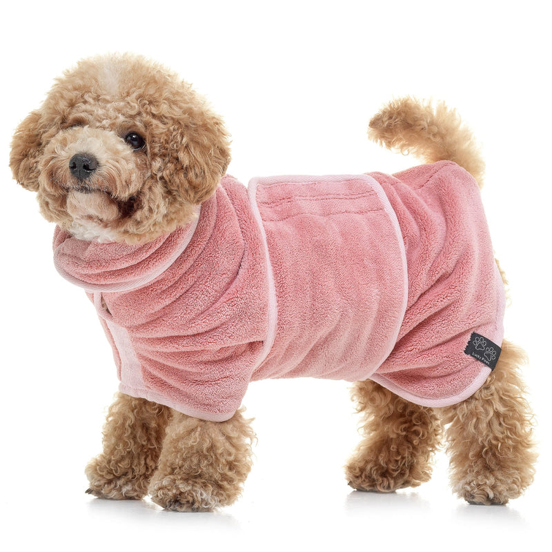 Luxurious Dog Bathrobe - Double Layer Dog Robe - Dog Drying Coat Dries Your Dog in Minutes, Super Absorbent Dog Bath Towel & Ultra Soft Dog Bath Robe in 1 Dog Towel Robe (M, Dusty Pink) M - PawsPlanet Australia