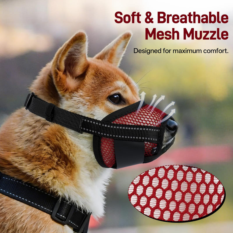 Pezluxe 2-Pack Dog Muzzle, Soft Air Mesh Muzzle Anti Biting Barking Chewing, Secure & Breathable Drinkable Pets Muzzles with Adjustable Strap, for Small Medium Large Dogs (Red-L) Red L - PawsPlanet Australia