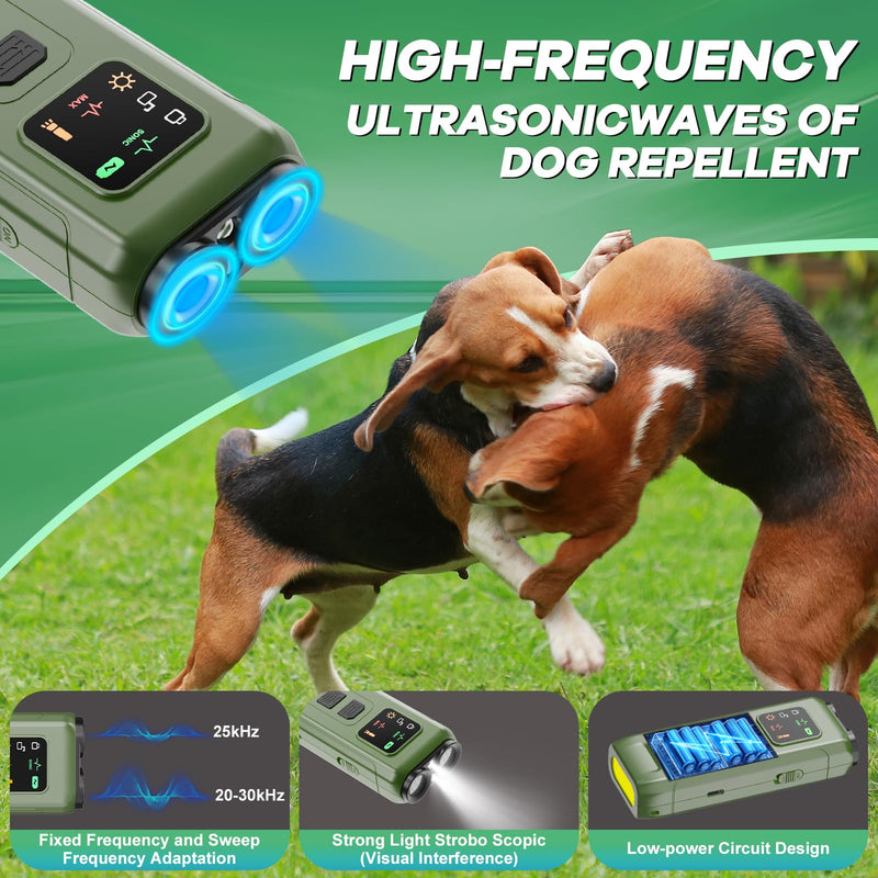 Ultrasonic Dog Bark Deterrent & Anti-Barking Training Device, 3 Modes to Stop Dog Barking, Handheld Tool, Safe, Rechargeable, Compact and Portable, Suitable for Indoor/Outdoor Use(Green) Green