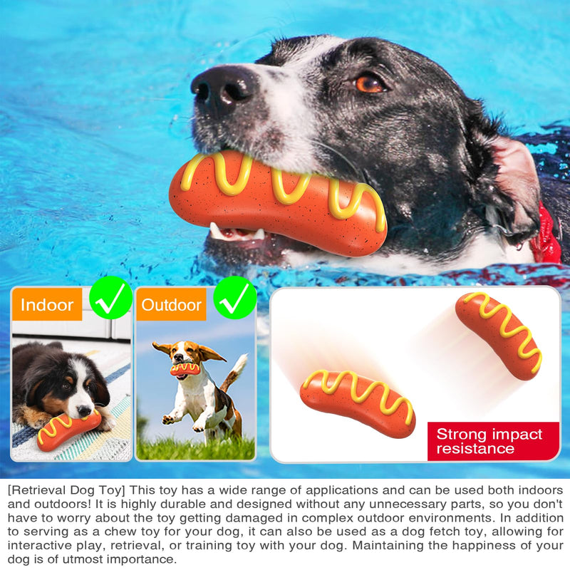 Hot Dog Squeaky Dog Toy - Interactive Rubber Dog Chew Toy for Aggressive Chewers - Durable Dog Accessories & Long Lasting Dog Chews - Humorous Gift for Dog Lovers - PawsPlanet Australia