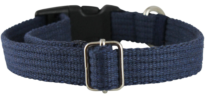 Dogs My Love Cotton Web Adjustable Dog Collar with Locking Device 4 Sizes Blue (Small: Neck 11.5"-15.5"; Width 1/2") Small: Neck 11.5"-15.5"; Width 1/2"
