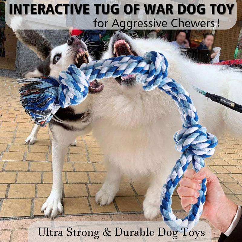 Dog Rope Toys Indestructible Dog Toys, Dog Chew Toys for Aggressive Chewers, Tough Puppy Teething Chew Toys for Boredom, Dental Cleaning Tug of War Dog Toy, Great for Small to Large Breed Blue - PawsPlanet Australia