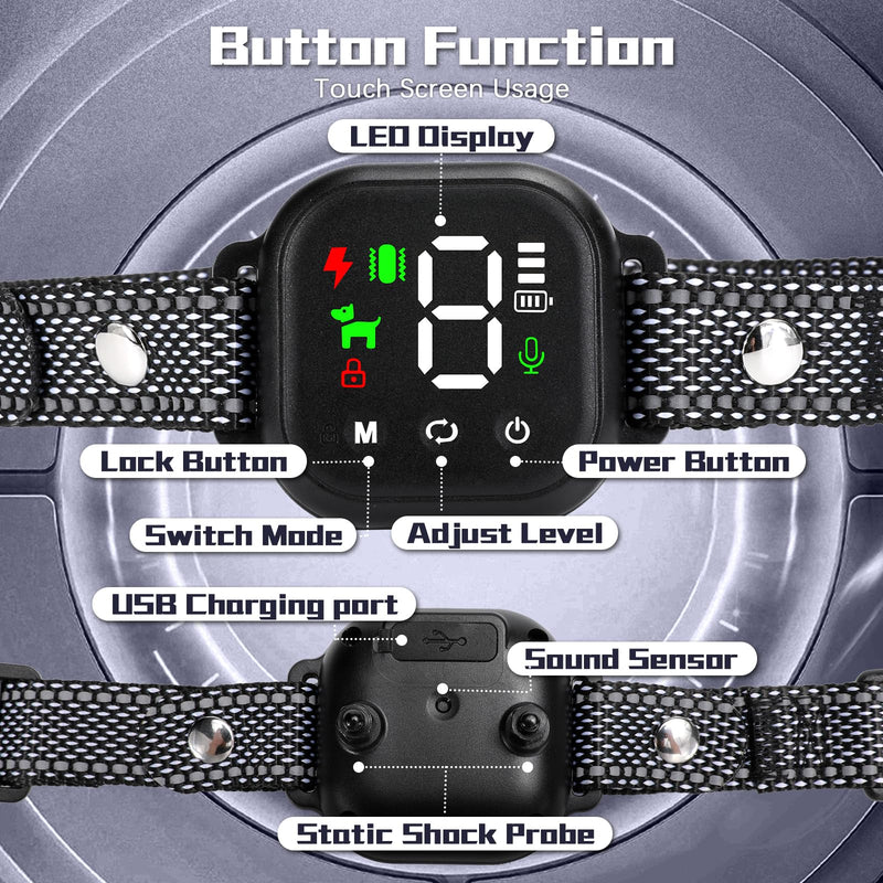 (anti-bark collar), smart anti-bark collar for large, medium and small dogs, rechargeable anti-bark training collar, bark shock collar with buzzer - PawsPlanet Australia