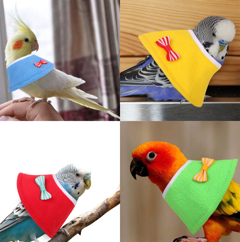 Bird Cone Collar 4 Pcs Set Pet Parrot Anti-bite Elizabethan Collars Protective Anti-Grab Feather Wound Healing Recovery Cones for Lovebird Cockatiel Budgerigar Parakeet Yellow Blue Red Green XS - PawsPlanet Australia