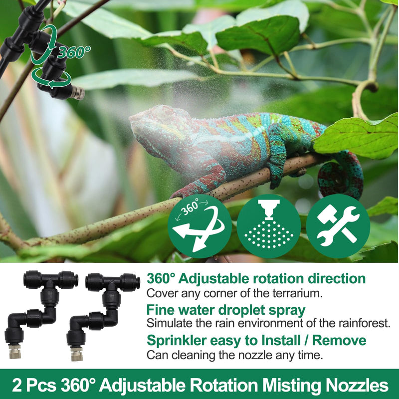 Reptile Humidifiers Smart Misting System for Reptile Terrariums, Reptile Mister Automatic with Timer, 360° Adjustable Misting Nozzles for Chameleons, Frog, Turtle, Lizard, Snake - PawsPlanet Australia