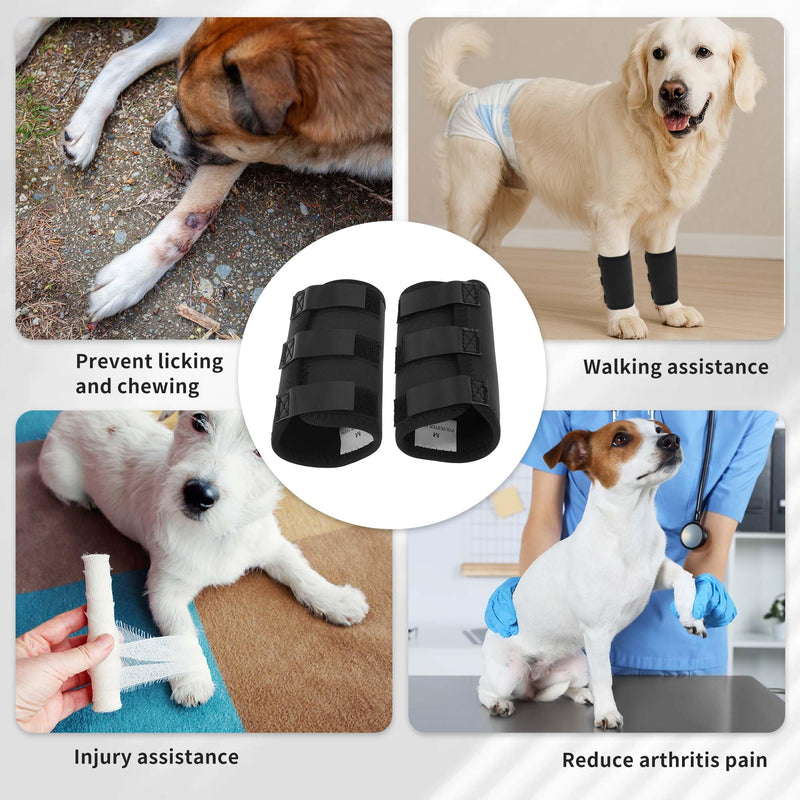 1 Pair Dog Front Leg Joint Support Hock Wrap Sleeve Dog Front Leg Splint Knee Protection Animal Operation Damage Bandage Wrap Black Medium 6.7 Inches x 4.5 Inches