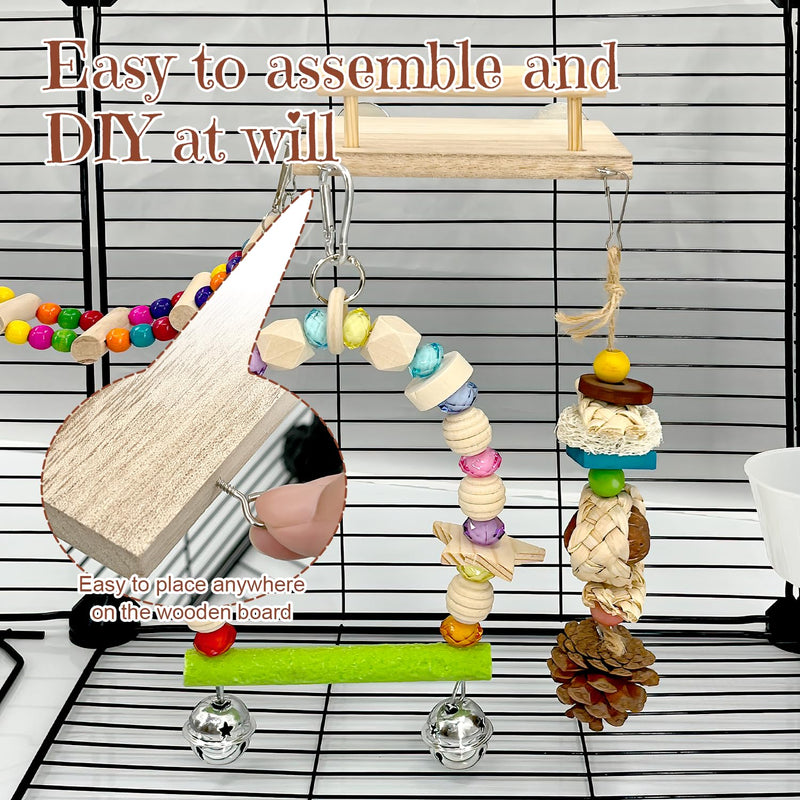 5-in-1 Parakeet Toys Set: Detachable Bird Playground with Wooden Perch, Swing, Ladder, & Platform Cage Accessories for Cockatiel, Conure, Lovebird, Budgie, Finch - PawsPlanet Australia