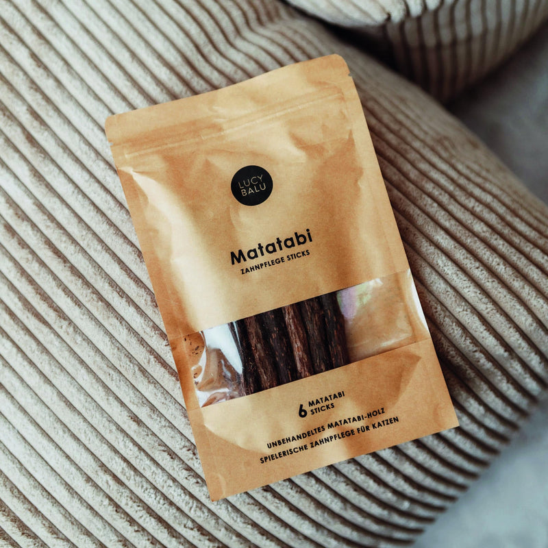 LucyBalu 6 x Matatabi Sticks for Cats, Natural Dental Care, Chew Bones for Cats, Bad Breath | Cat Sticks Made of Matatabi Wood | Cat Toothbrush | Matatabi Cat Toy Self-Employment