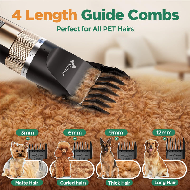 Gimars Cordless 4 Speed 7000rpm Dog Clippers with 6 in 1 4CR Stainless Steel Dog Grooming Scissors Kits, Low Noise 55db Rechargeable Pet Hair Thick Coat Trimmer Cat Shaver Clippers Kit for Cat Pet 6-in-1 Professional Scissor Set + Clipper + Comb - PawsPlanet Australia
