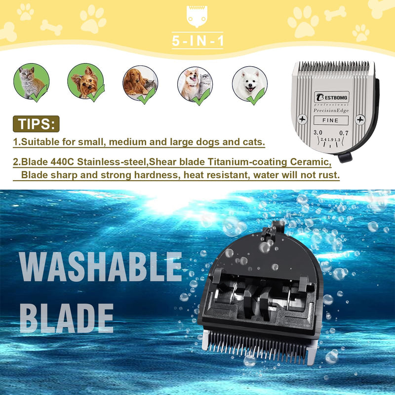 BESTBOMG Professional Animal 5-in-1 Adjustable Fine Blade Cut Length 0.7-3mm,Compatible with Wahl Arco,Bravura,Chromado,Creativa,Figura and Motion (3 PCS) - PawsPlanet Australia