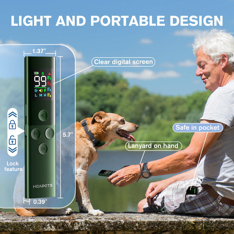 Dog Training Collar with Remote Control, 1600FT Electric Collars for Dogs 8-120 LBs, IP67 Waterproof Collar with Safe Static, Beep, Vibration, Rechargeable E-Collar for Small Medium Large Dogs, Green Green-TC-028 - PawsPlanet Australia