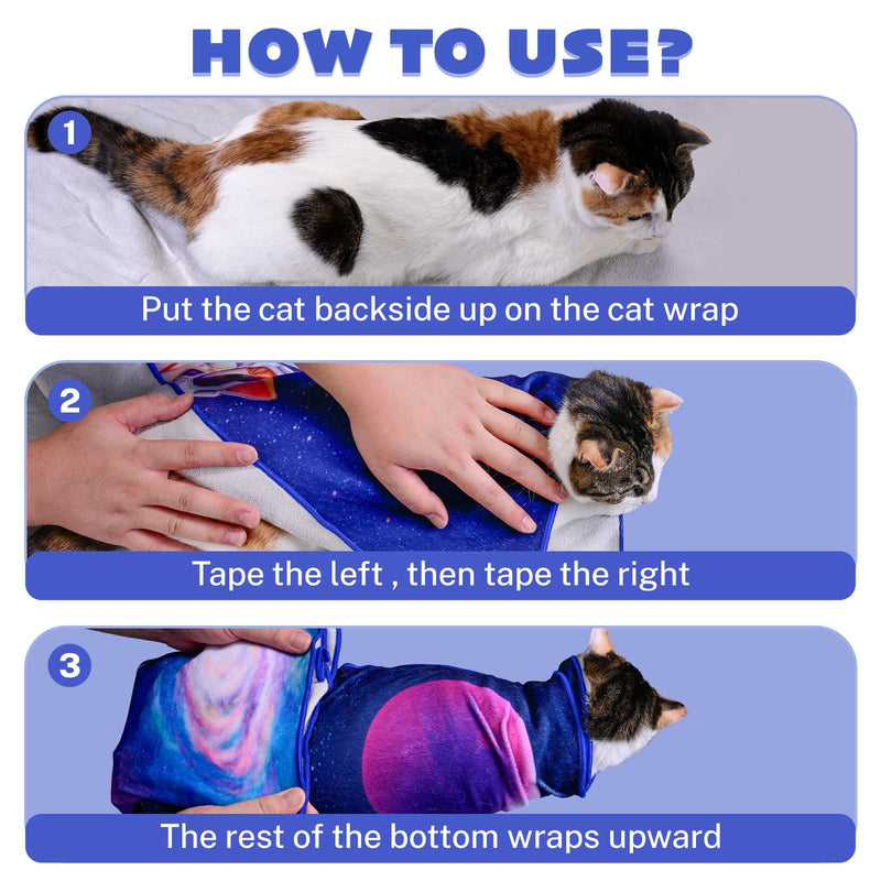 19.7" Cat Wrap for Grooming Cat Pets Rabbit Cats Wrap for Cutting Nails Cat Restraint for Nail Clipping Self Adhesive Blanket Restraint Clothes for Cats 19.7inch - PawsPlanet Australia