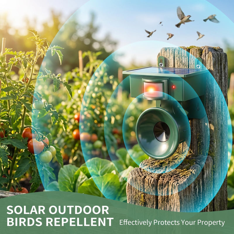 2026 New Solar Ultrasonic Bird Repellent Devices IP65 Bird Repeller Outdoor Motion Activated Bird Deterrents for Outside Pigeon Repellent Woodpecker Goose Deterrent for Rooftops Porch Patio Balconies 1 - PawsPlanet Australia