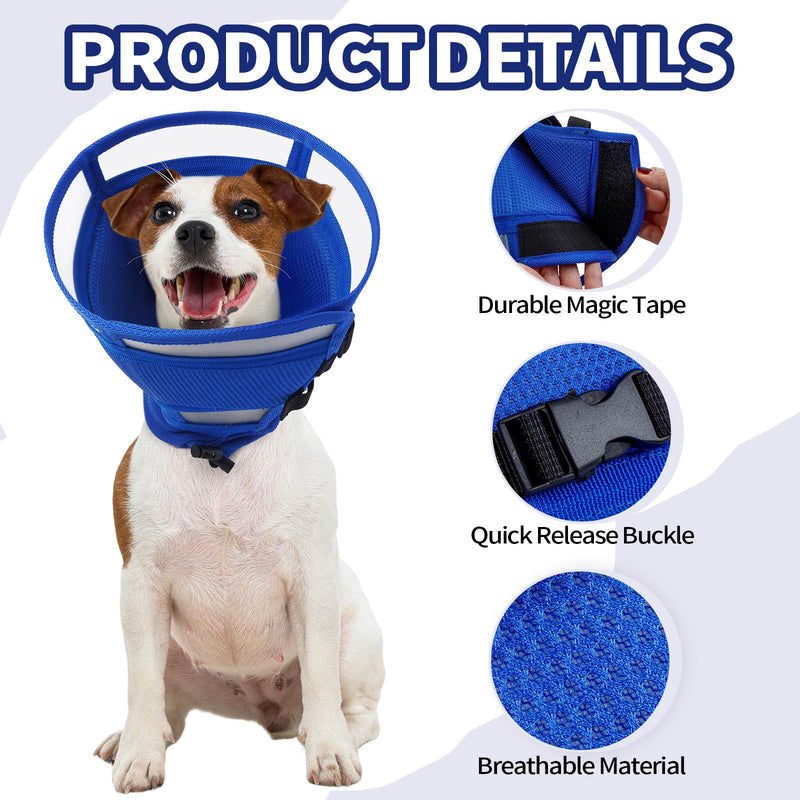 Allroaring Dog Cone Collar, Soft Cone for Dogs to Stop Licking, Adjustable Breathable Dog Cones for Medium Dogs Wound Care, Spay, Neuter, Pet Surgery Collar Blue M Medium (Neck Girth: 11" - 14.1")
