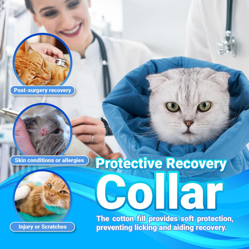Cat Recovery Collar, Soft Adjustable Cone for Cats and Kittens, Lightweight Waterproof Elizabethan Collar for After-Surgery Care, Prevent Licking and Scratching, Neck Protector for Pets（Lake Blue,M） Lake Blue M - PawsPlanet Australia