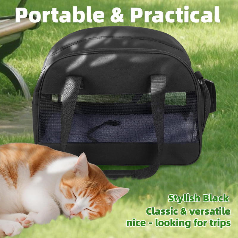 Cat Carrier for Small Cats Dogs, Soft-Sided Pet Carrier for Cats Puppies Small Pets, Lightweight Comfortable Travel Cat Dog Carrier (Black) Black - PawsPlanet Australia
